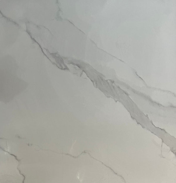 600x600 Veined Marble Tile White and Grey