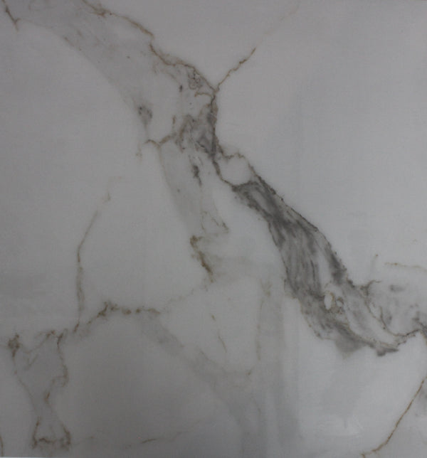 600x600 Veined Marble Tile White and Grey