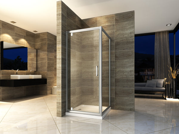 Modern Chrome 2 Side wall Square Swing Door Shower - 900x900x1950