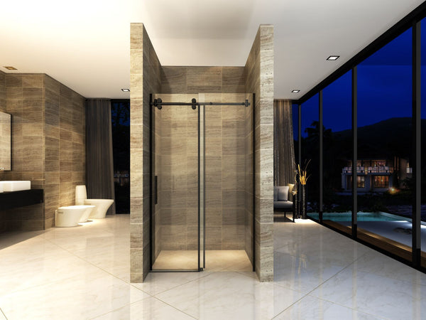 Luxury Black Framless Sliding Door - 1200x1950