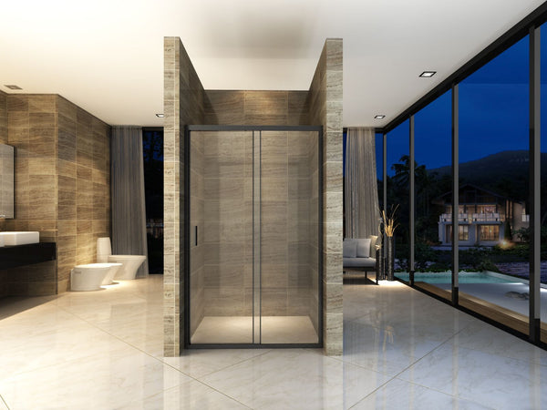 Modern Black Sliding Shower Door  - 1200x1950, Adjustment Range - 1180-1220